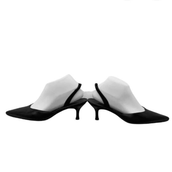 Authentic Salvatore Ferragamo black leather sling back heels sz 8 B - Picture 4 of 9